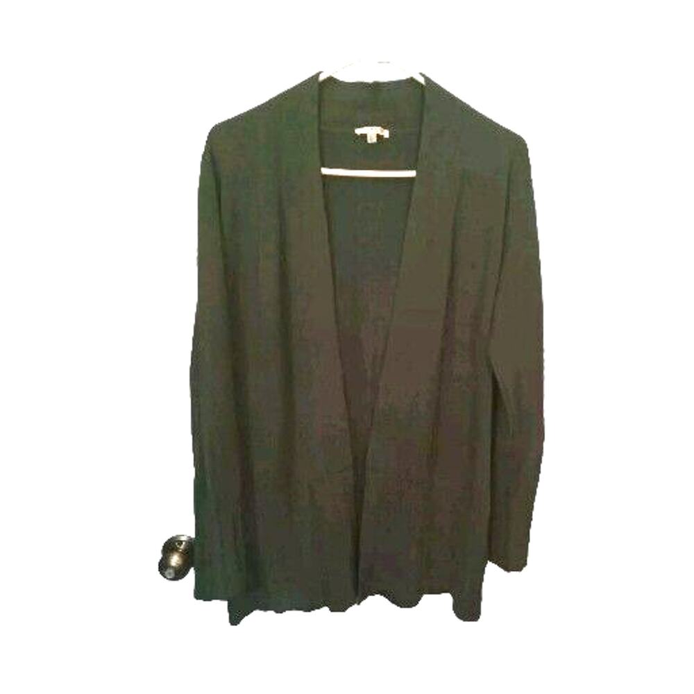 Essentials Milano Olive Green Wool Blend Open Cardigan L Dark Academia Preppy